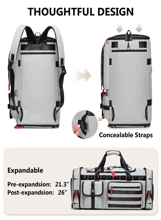 MCBD Gym Bags for Men & Women, 45L Travel Duffle Sports Backpack with Shoes & Laptop Compartment, Large Workout Carry On Bag Weekender Overnight Tote, Grey - Image 4
